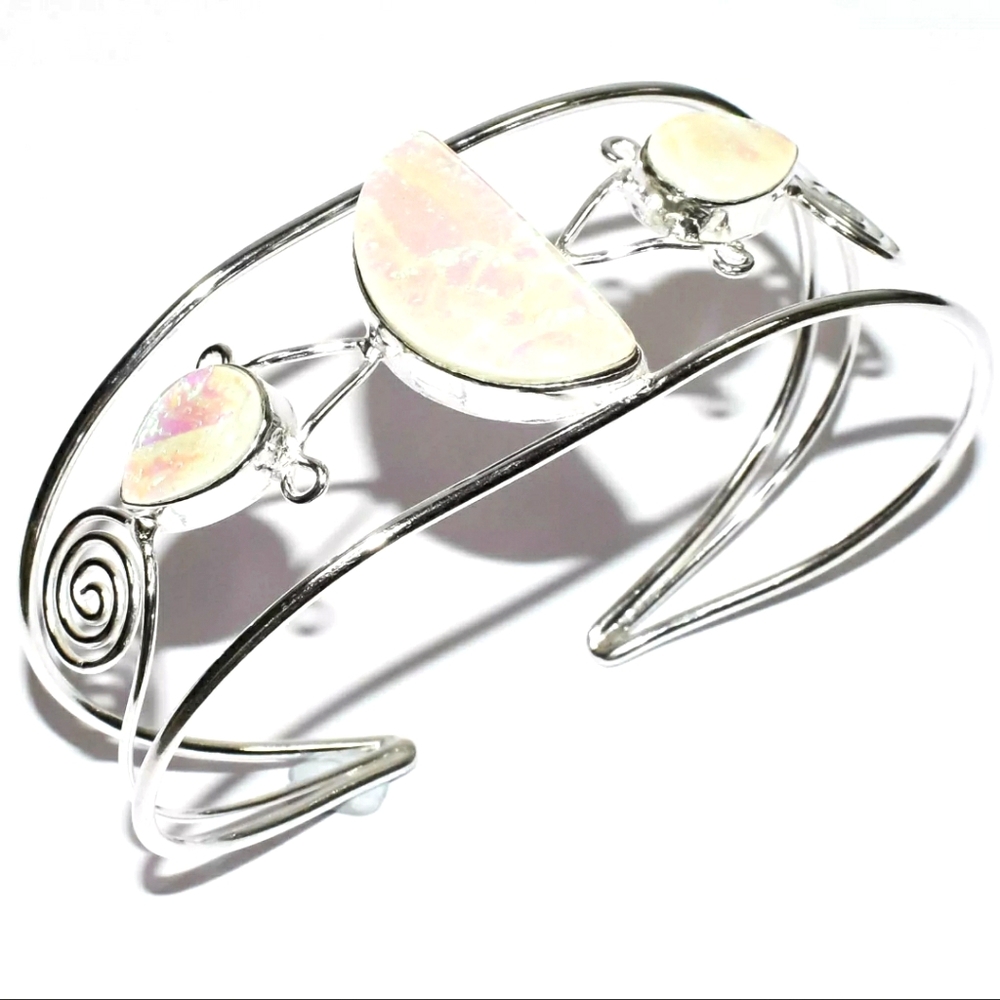 New Australian Triplet Opal Adjustable Silver Cuff Bracelet.